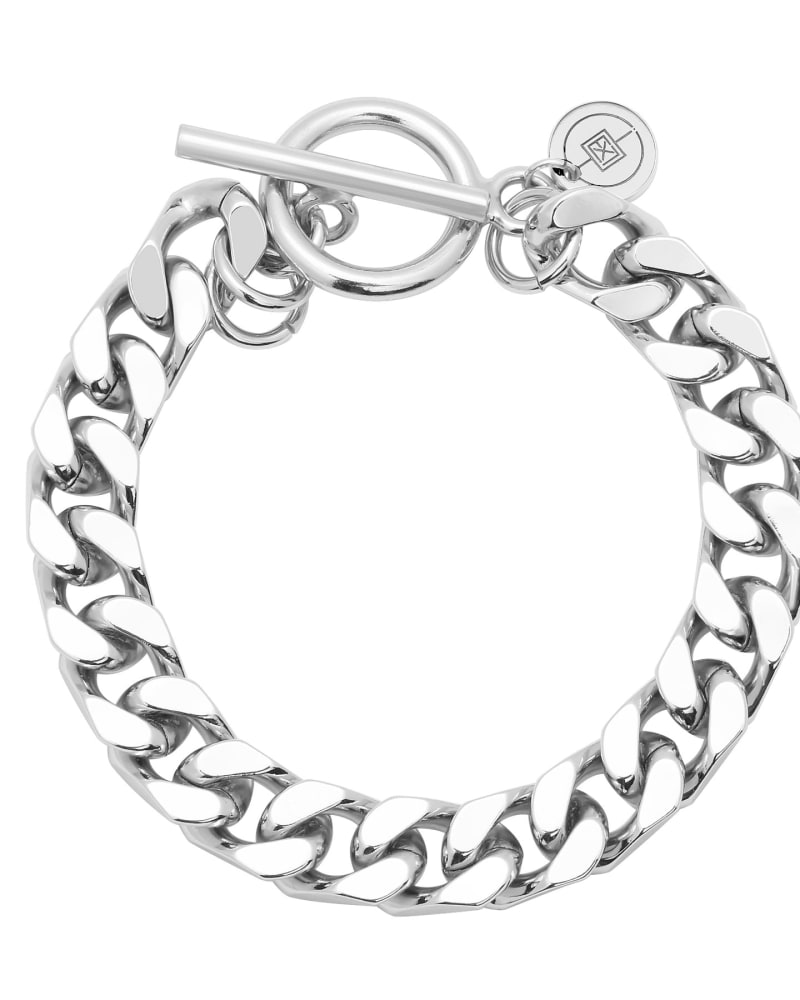 Front of a size 7.5" Tara Toggle Bracelet 7.5" Silver in Silver by Eklexic. | dia_product_style_image_id:282300